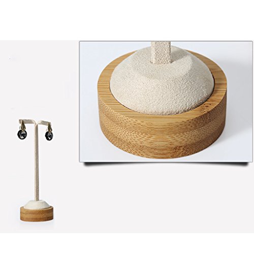 JeweR Soporte de exhibición de la joyería Bandeja del Soporte Caja de Almacenamiento de múltiples Funciones Madera de bambú PU Cuero de la Franela T-Shaped (Color : Beige(Flannel))