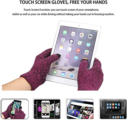 JFan Guantes Antideslizantes de Invierno con Pantalla Táctil de Punto para Mujer con Forro de Lana Térmica (Rojo) JFan Guantes Antideslizantes de Invierno con Pantalla Táctil de Punto para Mujer con Forro de Lana Térmica (Rojo)