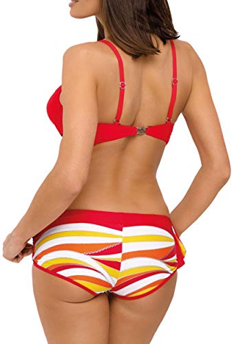 JFAN Traje de Baño de Cuerda Múltiple para Mujer Correas Ajustables Push Up Conjuntos de Bikini de Tres Piezas Traje de Baño de Triángulo Lateral con Pantalones Cortos de Natación Deportivos Suaves