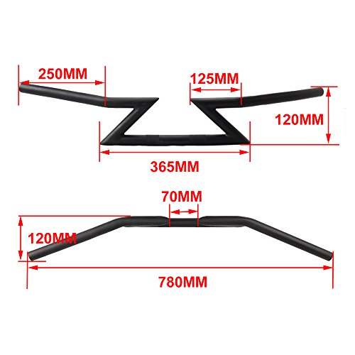 JFG RACING Manillar Z de 25 mm para Harley Custom Chopper Cruisers Bobber Sportster Dyna Softail Triumph JFG RACING Manillar Z de 25 mm para Harley Custom Chopper Cruisers Bobber Sportster Dyna Softail Triumph