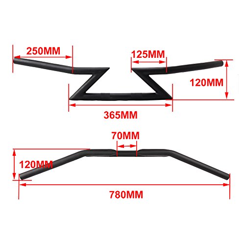 JFG RACING Manillar Z de 25 mm para Harley Custom Chopper Cruisers Bobber Sportster Dyna Softail Triumph