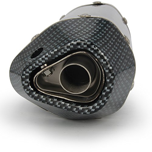 JFG RACING Universal 1.5-2"Slip de admisión en silenciador de Escape con DB Killer extraíble para Street Bike Scooter de Motocicleta - Color de Fibra de Carbono