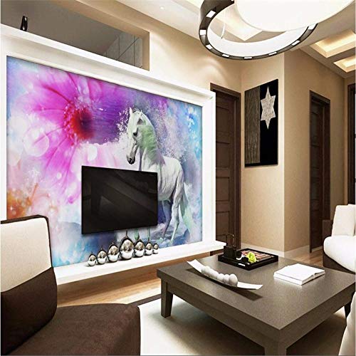 JFSZSD Pared decorativos Murales Caballo blanco 200CMx175CM Vinilo Pared Infantil Interior|Fotomurales pared|Fotomural Decorativo Decoración comedores