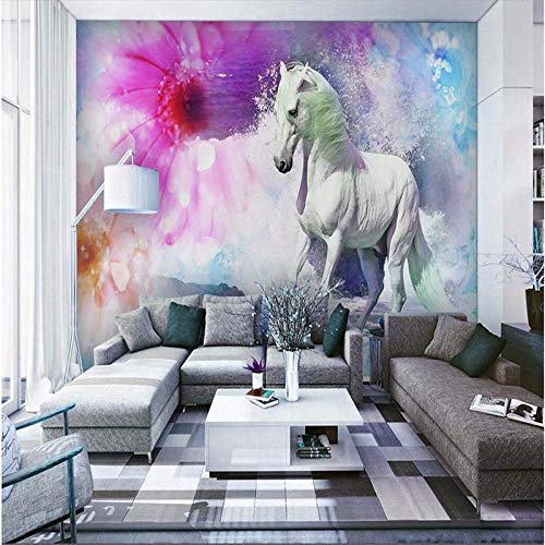 JFSZSD Pared decorativos Murales Caballo blanco 200CMx175CM Vinilo Pared Infantil Interior|Fotomurales pared|Fotomural Decorativo Decoración comedores