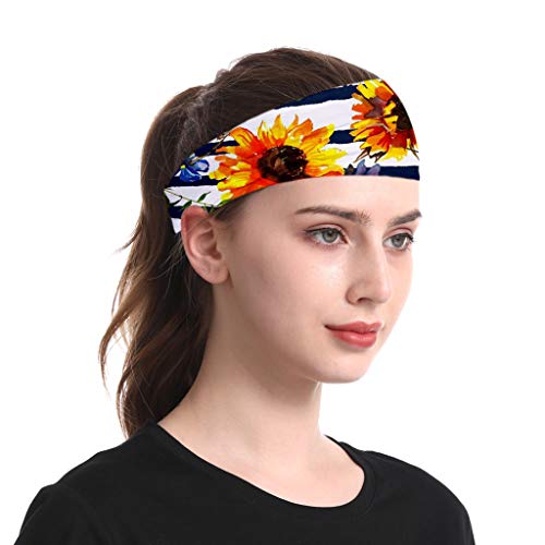 JHD Mujeres Hombres Verano Estampado de Girasol Deportes Sweatband Yoga Workout Fitness Bandana elástica Banda para el Cabello Multifuncional Ciclismo Mascarilla