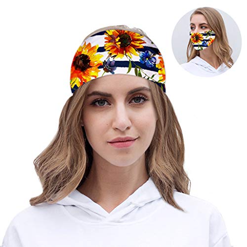 JHD Mujeres Hombres Verano Estampado de Girasol Deportes Sweatband Yoga Workout Fitness Bandana elástica Banda para el Cabello Multifuncional Ciclismo Mascarilla