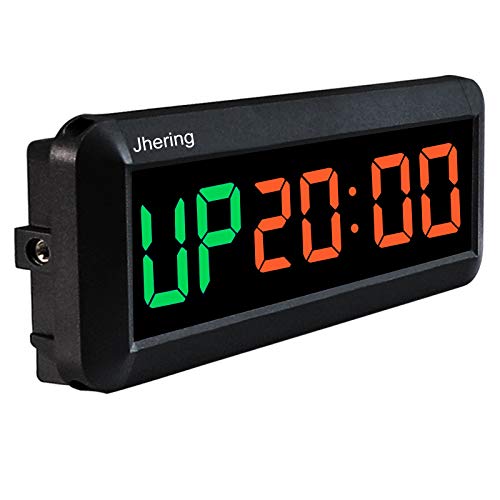 Jhering Temporizador de Gimnasio de Intervalo Cronómetro Led Programable Tabata EMOM MMA Reloj de Conteo Ascendente/Descendente con Control Remoto IR (Verde/Rojo)