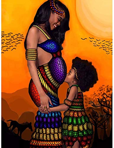 JHGJHK Pintura al óleo Mural de la Imagen del Personaje Africano del Arte Abstracto, Pintura de la decoración de la habitación Familiar (Imagen 11)