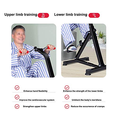 JHKGY Bicicleta Ejercitador De Pedales,Vendedor Ambulante De Ejercicios De Brazos Y Piernas,Ejercitador De Pedal Plegable,Bicicleta Estática De Pedal Portátil,Equipo De Fitness Ajustable,Negro