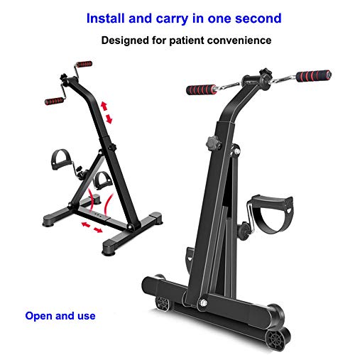 JHKGY Bicicleta Ejercitador De Pedales,Vendedor Ambulante De Ejercicios De Brazos Y Piernas,Ejercitador De Pedal Plegable,Bicicleta Estática De Pedal Portátil,Equipo De Fitness Ajustable,Negro