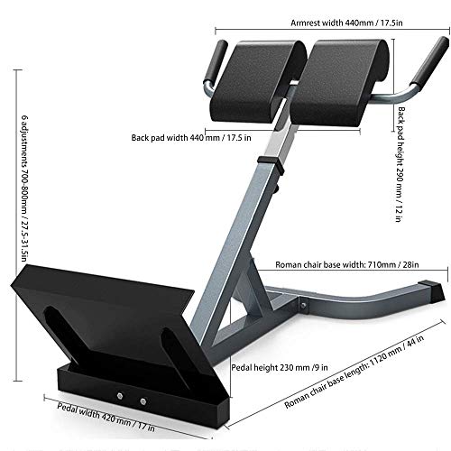 JHSHENGSHI Silla Romana, Entrenador Abdominal Profesional, multifunción Plegable, con Soporte de Rodilla oscilante para Abdominales Laterales, Banco de hiperextensión con diseño Innovador antidesl