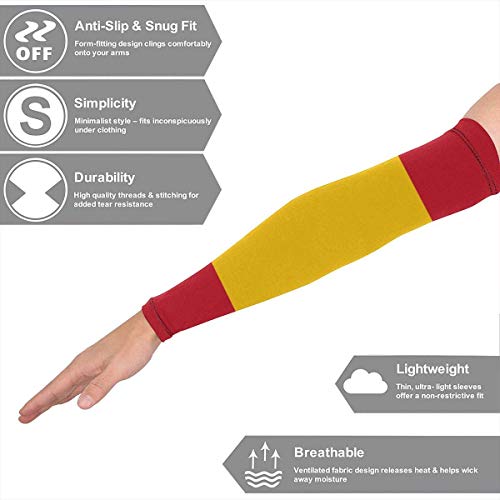 JHUIK Mangas de brazo deportivo Protección solar UV Rayas Bandera de España Enfriador o calentador Protector solar al aire libre Protector de brazo para movimiento Fútbol Ciclismo Correr Baloncesto 1