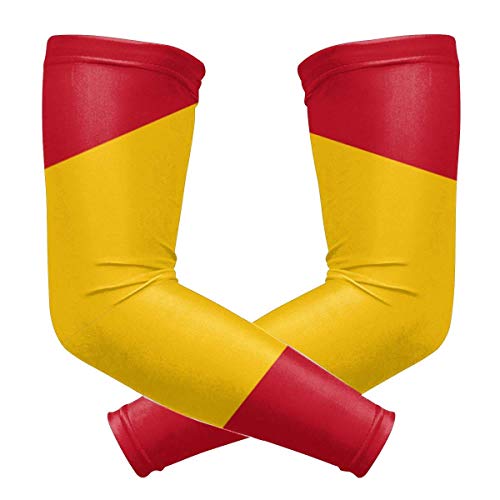 JHUIK Mangas de brazo deportivo Protección solar UV Rayas Bandera de España Enfriador o calentador Protector solar al aire libre Protector de brazo para movimiento Fútbol Ciclismo Correr Baloncesto 1