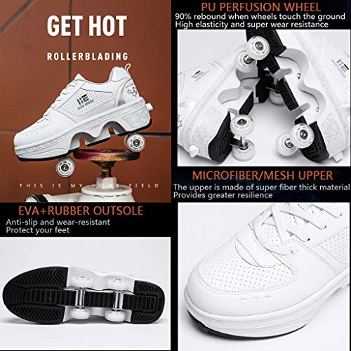 JHZYP Zapatos De Deformación Multifuncionales, Zapatillas De Deporte Iluminadas con Ruedas, 7 Colores Ajustables, Zapatos De 4 Ruedas, Patines De Ruedas Adecuados para Niños, Principiantes JHZYP Zapatos De Deformación Multifuncionales, Zapatillas De Deporte Iluminadas con Ruedas, 7 Colores Ajustables, Zapatos De 4 Ruedas, Patines De Ruedas Adecuados para Niños, Principiantes