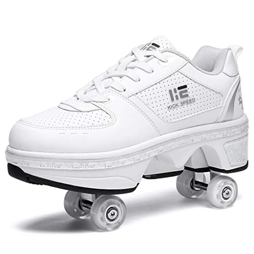 JHZYP Zapatos De Deformación Multifuncionales, Zapatillas De Deporte Iluminadas con Ruedas, 7 Colores Ajustables, Zapatos De 4 Ruedas, Patines De Ruedas Adecuados para Niños, Principiantes JHZYP Zapatos De Deformación Multifuncionales, Zapatillas De Deporte Iluminadas con Ruedas, 7 Colores Ajustables, Zapatos De 4 Ruedas, Patines De Ruedas Adecuados para Niños, Principiantes
