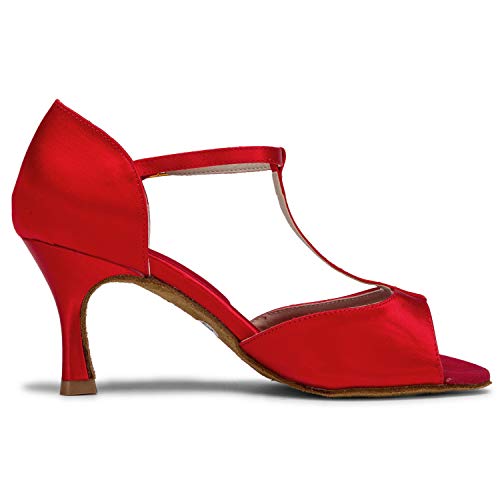 JIA JIA 20511 Latina Sandalias De Mujer 2.7 ''Talón Acampanado Super Satinado Zapatos de Baile Color Rojo,Tamaño 41 EU JIA JIA 20511 Latina Sandalias De Mujer 2.7 ''Talón Acampanado Super Satinado Zapatos de Baile Color Rojo,Tamaño 41 EU