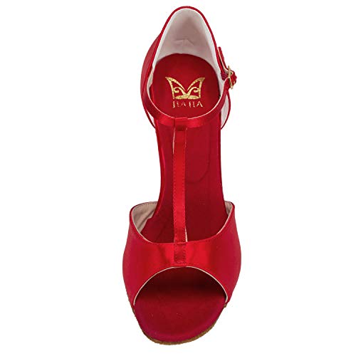 JIA JIA 20511 Latina Sandalias De Mujer 2.7 ''Talón Acampanado Super Satinado Zapatos de Baile Color Rojo,Tamaño 41 EU JIA JIA 20511 Latina Sandalias De Mujer 2.7 ''Talón Acampanado Super Satinado Zapatos de Baile Color Rojo,Tamaño 41 EU