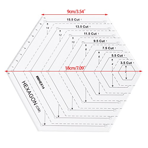 JIACUO Regla de Acolchado Hexagonal Patchwork Plantilla de plástico Herramientas de Costura DIY útiles