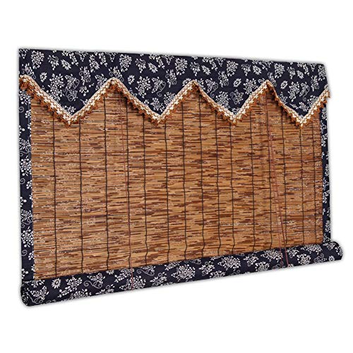 JIAJUAN Junco Rodillo Persianas para Jardín Balcón Ventanas Romano Sombra Sombrilla Ciego con Azul Entretela Impresa, 2 Colores (Color : Brown, Size : 140x160cm)