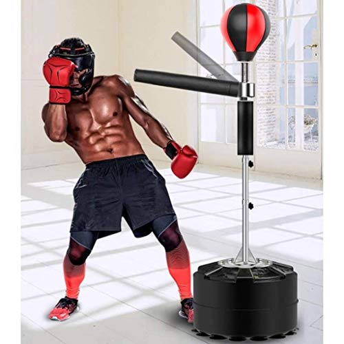 JIAJULL Boxing Speed ​​Trainer Saco de Spinning Bar Entrenamiento Pesado con Patas sólidos de perforación del Boxeo Velocidad de la Bola con el Reflejo Altura de la Barra Ajustable for Adultos