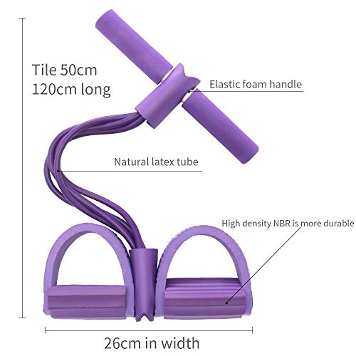 JiaLe Cuerda de tensión multifunción, Cuerdas de tracción de Pedal de 4 Tubos Bandas de Ejercicio de Resistencia de expansor de Culturismo para Gimnasio en casa