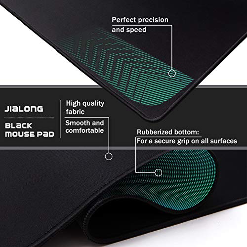 JIALONG Alfombrilla de Ratón Grande, Alfombrillas Gaming Raton Ordenador XXL Mouse Pad, Almohadilla de Escritorio - Negro JIALONG Alfombrilla de Ratón Grande, Alfombrillas Gaming Raton Ordenador XXL Mouse Pad, Almohadilla de Escritorio - Negro