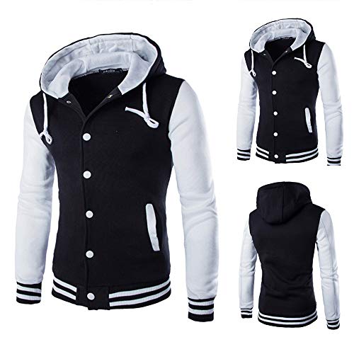 JiaMeng Hombres Chaqueta Primavera otoño e Invierno Algodón Abrigo Chaqueta Outwear Sweater Sudadera de Invierno Slim Warm(Blanco,XXL)