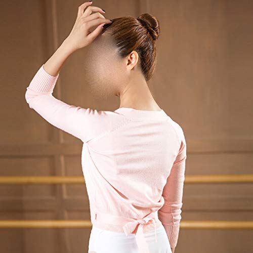Jian E Invierno Cálido Suéter de Danza Mujer Adulta de Punto de Manga Larga Ropa de Baile Ballet Ropa de Ejercicio Chaqueta de Abrigo - (Color : Pink, Tamaño : M150-155)