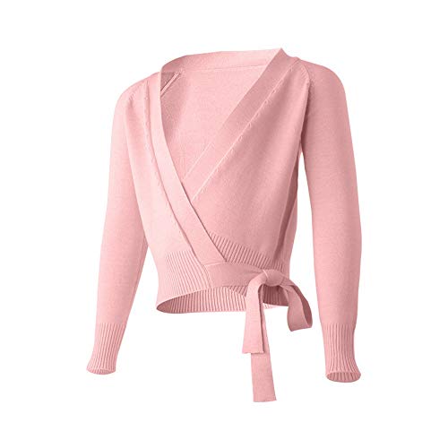 Jian E Invierno Cálido Suéter de Danza Mujer Adulta de Punto de Manga Larga Ropa de Baile Ballet Ropa de Ejercicio Chaqueta de Abrigo - (Color : Pink, Tamaño : M150-155)