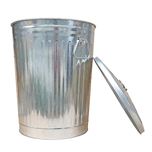 JiangKui Cubo de Basura Prevención de Incendios Retro Patrón Romano Cocina Exterior Ropa Sucia Cesta de Almacenamiento Acero Galvanizado 7 TamañoPlata, Los 48,5x70cm