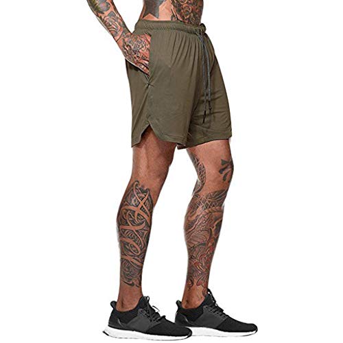 JIANYE Pantalón Corto para Hombre,Pantalones Cortos Deportivos para Correr 2 en 1 para Hombres Secado rápido Transpirable con Forro de Bolsillo Incorporado Verde L JIANYE Pantalón Corto para Hombre,Pantalones Cortos Deportivos para Correr 2 en 1 para Hombres Secado rápido Transpirable con Forro de Bolsillo Incorporado Verde L