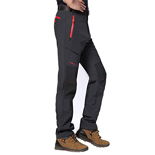 JIANYE Pantalon Softshell Hombre Pantalones de Montaña Impermeable Pantalon Trekking Caliente Pantalones Invierno Gris L