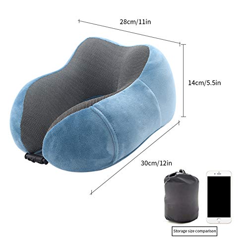 JIAXIAO Ship Almohada de Viaje, Almohada de Espuma viscoelástica de Lujo con Soporte para el Cuello, Almohada Lavable para el Cuello, con Bolsa de Almacenamiento, para el hogar del avión, automóvil