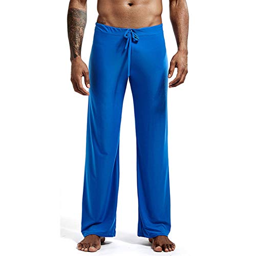 jieGorge Pantalones, Pantalones caseros para Hombres Pantalones de Yoga Pantalones caseros de Tela de Seda Helada Pantalones Rectos, Ropa para Mujeres (XL Azul)