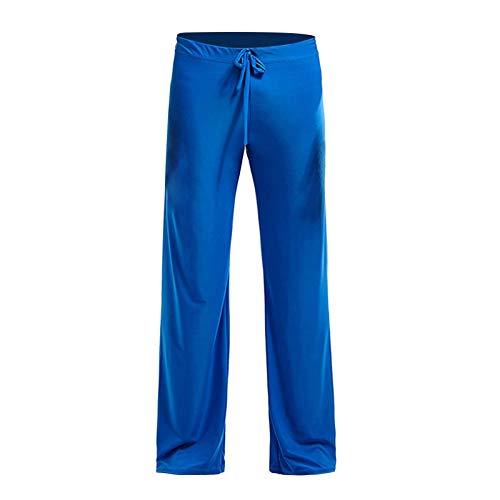 jieGorge Pantalones, Pantalones caseros para Hombres Pantalones de Yoga Pantalones caseros de Tela de Seda Helada Pantalones Rectos, Ropa para Mujeres (XL Azul)