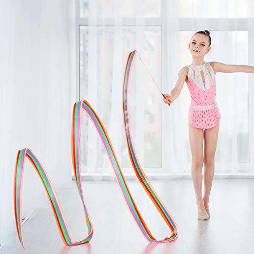 JieGuanG Cinta de baile, 2 unidades de color rítmico de gimnasia para niños Rotación de Baton