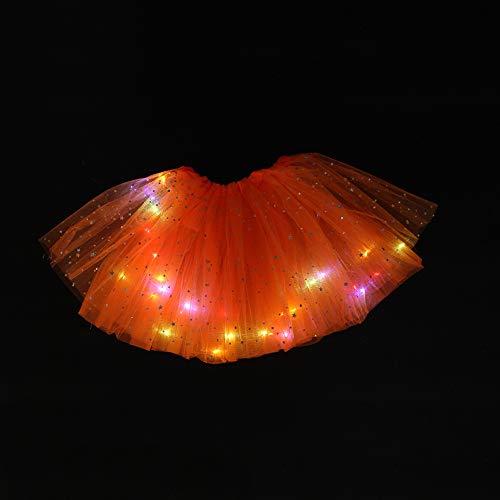 JIEHED Girls Birthday Tutu Magic Light Princess LED Dancing Skirt, Luminous Christmas Party Stage Tulle Ballet Children Girl Mini Skirt Elastic Dress Costume Dance for Kids