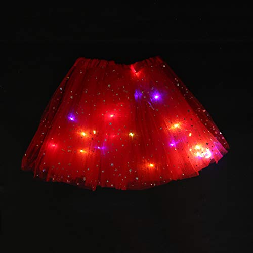 JIEHED Girls Birthday Tutu Magic Light Princess LED Dancing Skirt, Luminous Christmas Party Stage Tulle Ballet Children Girl Mini Skirt Elastic Dress Costume Dance for Kids