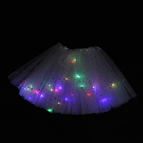 JIEHED Girls Birthday Tutu Magic Light Princess LED Dancing Skirt, Luminous Christmas Party Stage Tulle Ballet Children Girl Mini Skirt Elastic Dress Costume Dance for Kids