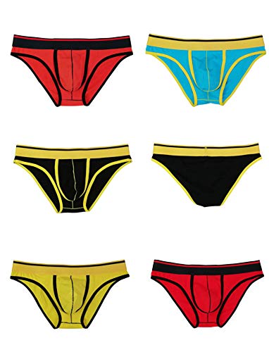 JIER Calzoncillos Slip Ropa Interior De Algodon, Cinturilla Elastica Vista Ajustada, para Hombres Underwear 3 Unidades (Rojo,M)