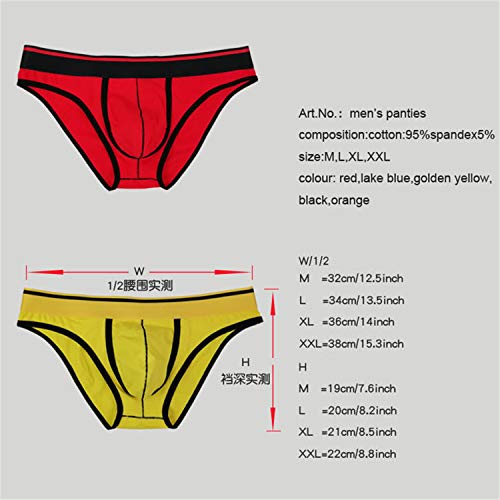 JIER Calzoncillos Slip Ropa Interior De Algodon, Cinturilla Elastica Vista Ajustada, para Hombres Underwear 3 Unidades (Rojo,M)