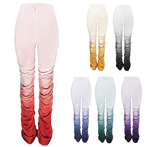 jiheousty Pantalón de chándal con Parte Inferior de Campana de Degradado con Pliegues en la Cintura para Mujer jiheousty Pantalón de chándal con Parte Inferior de Campana de Degradado con Pliegues en la Cintura para Mujer
