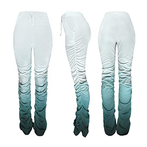 jiheousty Pantalón de chándal con Parte Inferior de Campana de Degradado con Pliegues en la Cintura para Mujer