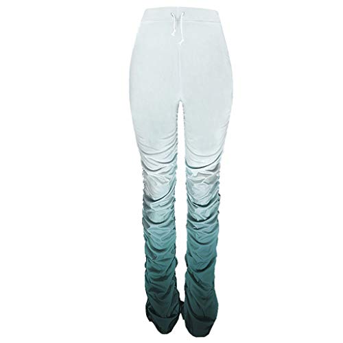 jiheousty Pantalón de chándal con Parte Inferior de Campana de Degradado con Pliegues en la Cintura para Mujer jiheousty Pantalón de chándal con Parte Inferior de Campana de Degradado con Pliegues en la Cintura para Mujer