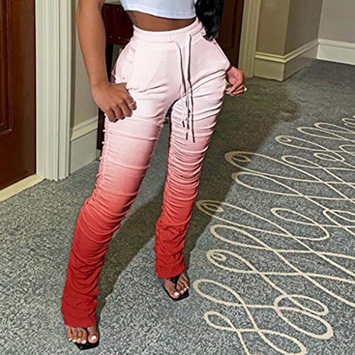 jiheousty Pantalón de chándal con Parte Inferior de Campana de Degradado con Pliegues en la Cintura para Mujer jiheousty Pantalón de chándal con Parte Inferior de Campana de Degradado con Pliegues en la Cintura para Mujer