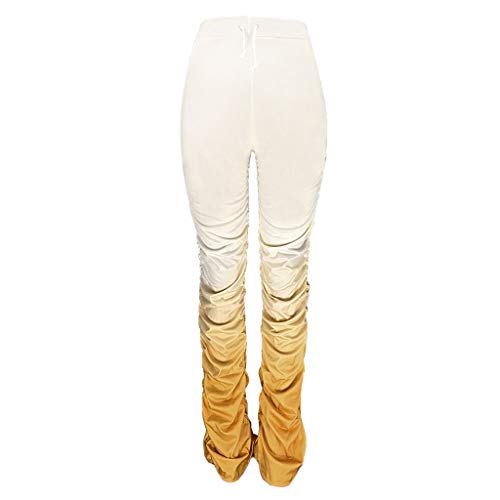 jiheousty Pantalón de chándal con Parte Inferior de Campana de Degradado con Pliegues en la Cintura para Mujer jiheousty Pantalón de chándal con Parte Inferior de Campana de Degradado con Pliegues en la Cintura para Mujer
