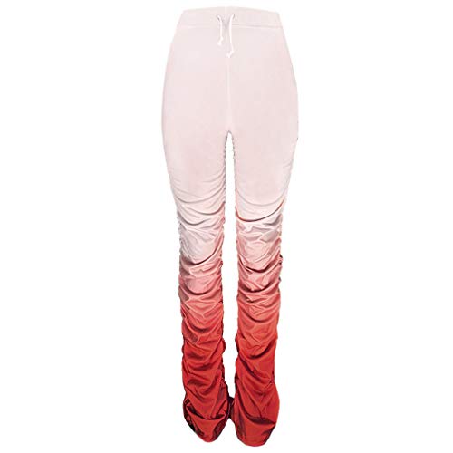jiheousty Pantalón de chándal con Parte Inferior de Campana de Degradado con Pliegues en la Cintura para Mujer jiheousty Pantalón de chándal con Parte Inferior de Campana de Degradado con Pliegues en la Cintura para Mujer
