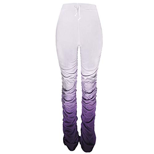 jiheousty Pantalón de chándal con Parte Inferior de Campana de Degradado con Pliegues en la Cintura para Mujer jiheousty Pantalón de chándal con Parte Inferior de Campana de Degradado con Pliegues en la Cintura para Mujer