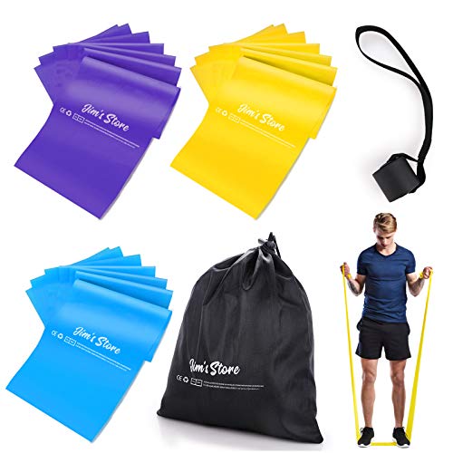 JIM'S STORE Bandas de Resistencia Fitness Cintas Elásticas de Resistencia Set de 3 Bandas para Yoga, Crossfit, Entrenamiento de Fuerza y Pilates