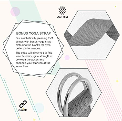 JIM'S STORE Bloque de Espuma Correa,Bloque de Yoga Ejercico EVA de Alta Densidad para Mejorar Fuerza y Flexibilidad Yoga Pilates Amantes(Gris) JIM'S STORE Bloque de Espuma Correa,Bloque de Yoga Ejercico EVA de Alta Densidad para Mejorar Fuerza y Flexibilidad Yoga Pilates Amantes(Gris)